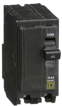 Square D by Schneider Electric Qwik Open 60 Amp Mini Circuit Breaker, 2 Pole, 120/240V AC, 10kA Breaking Capacity, Plug in Mount, Commercial and Residential Use, 5-Pack (QO260CP)