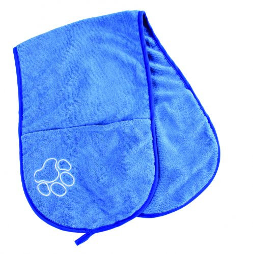Trixie 23374 Schal-Handtuch mit Taschen, 93 × 28 cm, blau