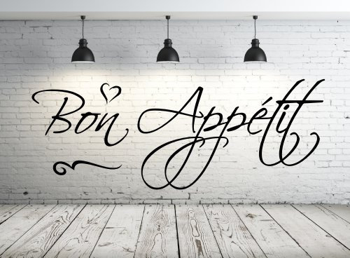 Wandtattoo Küche, 68106-58x22 cm~ Text: Bon Appétit ~ Wandaufkleber Wandtatoos Sticker Aufkleber für die Wand, Fensterbild, Türaufkleber