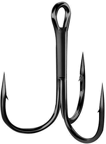 Easy Catch Shaddock Treble Fishing Hooks - 100pcs Saltwater Fishing Hooks Round Bend Shaep Sea Fish Hooks (Black,8#)