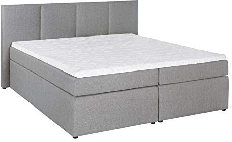 Furniture for Friends Möbelfreude Doluna Boxspringbett Kaz Hellgrau 180x200 cm H2/H3 inkl. Visco-Topper, Taschenfederkern-Matratze