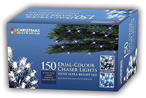 Christmas Workshop 150 LED Dual Chaser Lights ~ Bright Blue and Warm White ~ Christmas, weddings & Gardens ~ 5 functions ~ 79990