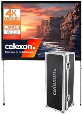 celexon Mobil Expert Frontprojektion Falt-Rahmen-Leinwand 150 | 305x229 cm 4:3 | transportable 4K, Full-HD Projektionsfläche mit Standgerüst für Ihren Outdoor- & Heimkino-Beamer | inkl. Roll-Koffer