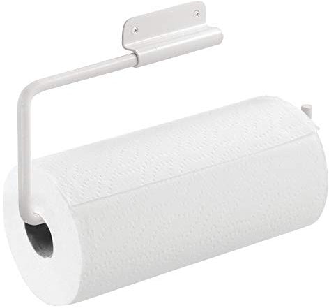 iDesign dérouleur sopalin, porte sopalin en métal orientable et à pivot, dévidoir sopalin mural pour un rouleau de papier essuie-tout, blanc