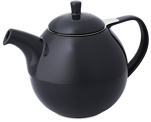 FORLIFE Curve Théière avec infuseur 500 ml, Porcelaine, Noir graphique., 45-Ounce / 1330 ml