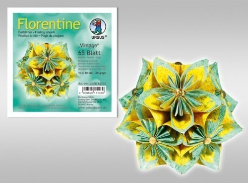 Faltblätter Florentine  Vintage 80g/qm gelb/türkis 15x15cm 65 Blatt