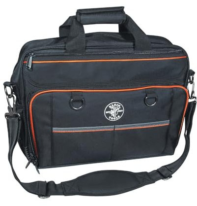 Tool Bag, Tradesman Pro Tech Bag with Laptop Pocket, Black and Orange Klein Tools 55455M