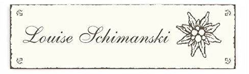 Selbstklebendes Türschild Edelweiß - mit persönlichem Namen - 20x6