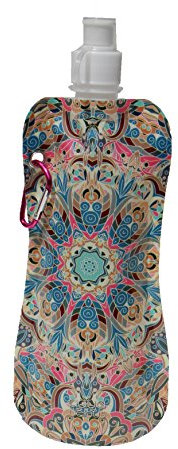 Aqua Licious Faltbare Trinkflasche mitKarabiner, wiederverwendbar mit verschiedenen Motiven (Ibiza)