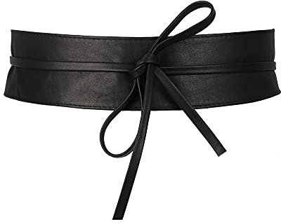 Olivia - Damengürtel zum Binden, breit, Rindsleder, schwarz N1738