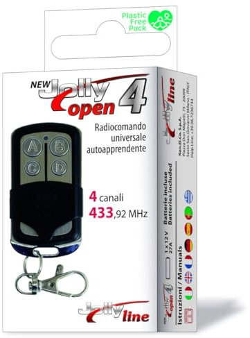 GBS TELECOMMANDE Radio DE Portail Jolly Open 4 433MHZ 4 CANAUX télécommande Copieuse Universelle 433 MHz