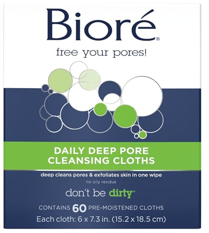 Bioré Daily Deep Pore Cleansing Cloths, 60 Count