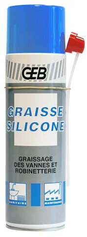 GEB Graisse silicone pour graissage des vannes et robinetterie, Compatible eau potable - Aérosol de 650 ml
