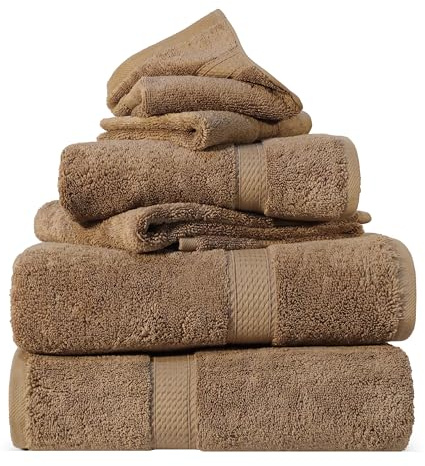 SUPERIOR Egyptian Cotton Ultra Plush & Absorbent, 6 Piece Set, Latte