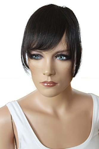 CAISHA 100% ECHTHAAR Pony Haarteil Haarverdichtung Haarverlängerung Schwarzbraun H313x