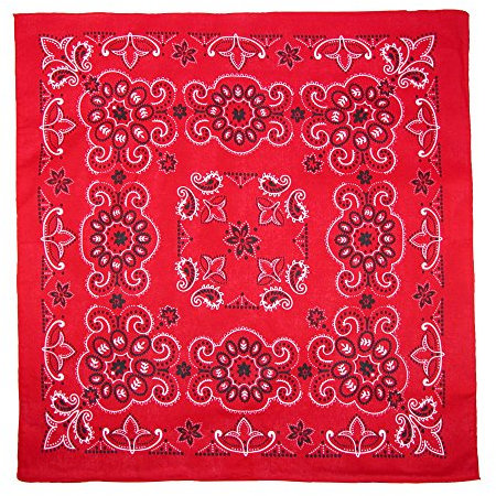 27 Inch Extra Large Cotton Texas Paisley Bandana, Red