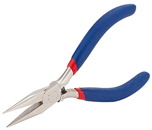 PH PandaHall 316 Stainless Steel Long Flat Nose Pliers, 5.1 Inch Jump Ring Pliers Micro Slim Chain Jump Rings Opener Bending Shaping Jewelry Making Tool for Crafting, Blue