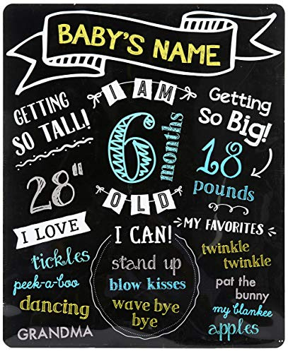 Pearhead All About Baby Milestone Photo Sharing Monthly Chalkboard, Baby Photo Prop, Black
