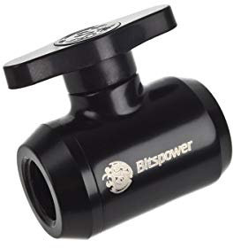 Bitspower Absperrhahn 2X IG 1/4 Pouces, Blacker Griff - matt bla