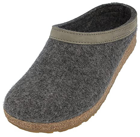 HAFLINGER Grizzly Torben Filzclog Hausschuh aus reinem Wollfilz Anthrazit, Gr. 39