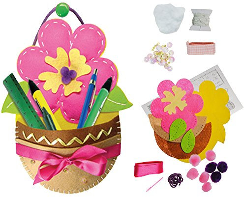 alles-meine.de GmbH Bastelset - Filz Tasche/Hängeaufbewahrung - Bunte Blume - zum Sticken, einfaches Nähen per Hand Hängeorganizer/Utensilo - Filztasche - Komplettset f..