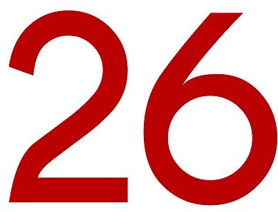 1peak Zahl 26 in rot, 30 cm großer Sticker aus Selbstklebender Klebefolie zum aufkleben, wetterfeste Klebezahl