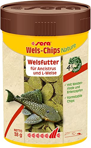 sera Wels-Chips Nature Welsfutter 100 ml | Formstabile Chips für den gesunden Wels wie Ancistrus & L-Welse | Hohe Futterverwertbarkeit | Futter für Zierfische | Fischfutter Made in Germany