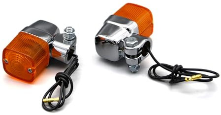 Motorcycle Square Clamp Type Indicators With Chrome Body And Amber Lens