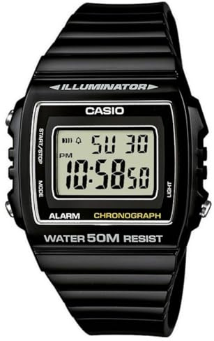 CASIO Model Clock. W-215H-1A Black Illuminator, Chrono, Alarm, Led Light, WR50 ** Original Box Brand