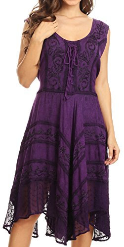 Sakkas 123 Sundara - Robe mi-Longue à Rayures stonewashées - Violet - L/XL