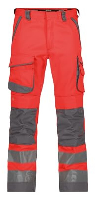 DASSY® Chicago Warnschutzhose mit Kniepolstertaschen - Größe 64 - NEONROT/ZEMENTGRAU
