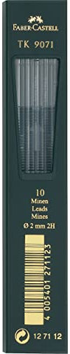 FABER-CASTELL 127112 - 10 Fallminen TK 9071, Minenstärke: 2,0 mm, Härtegrad: 2H