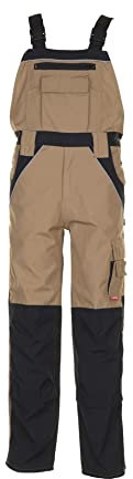 Planam 2524028 Plaline Latzhose, Sand/Schwarz, Größe 28