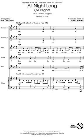 Hal Leonard All Night Long (All Night) (from NBC's The Sing-Off) SSATB and Solo A Cappella arranged by Deke Sharon