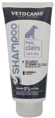 Vetocanis | Shampoing pour Chien | Pour Pelage Blanc et Clair | Naturel, sans Silicone ni Parabène | Aspect Brillant et Soyeux | Formulé sous Contrôle Vétérinaire | Fabriqué en France | 300 ml