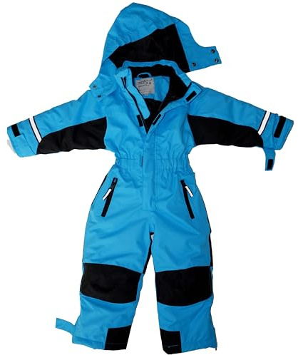 MAYLYNN Kinder Schneeanzug Skianzug Softshell blau wasserdicht | Schneeanzug Skianzug für Mädchen und Jungen atmungsaktiv und wasserdicht – funktionaler Skioverall mit Schneefang – Einteiler