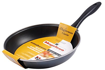 MAGEFESA Glass - Sartén 28cm de Acero vitrificado Exterior Negro Cristal. Antiadherente bicapa Reforzado, aptas para Todo Tipo de cocinas, Especial inducción. 50% de Ahorro energético.