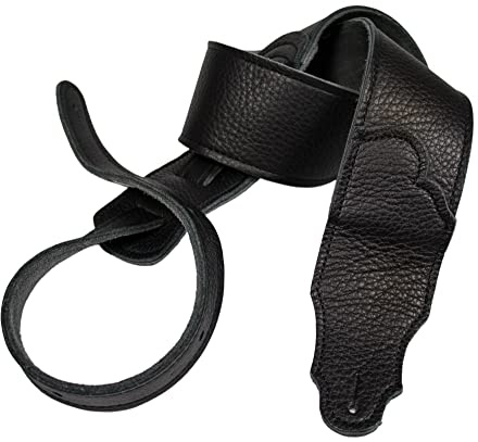 Franklin Strap 2.5 Original Black Glove Leather with Suede Backing Guitar Strap Black Stitching