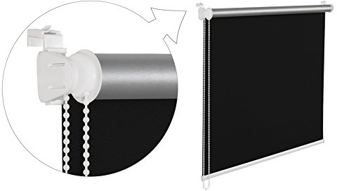 KS Handel 24 THERMOROLLO VERDUNKLUNGSROLLO 70x200 cm SCHWARZ FENSTERROLLO MIT THERMOBESCHICHUNG 100% ABDUNKLUNG INKL. SEILZUGHALTER