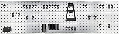 raaco 3 TWP Set Verzinkte Werkzeugwand - Lochwand Werkstatt mit 44 SuperClips, 156 x 44 cm, 225 kg Tragfähigkeit, 3 Lochplatte, Werkzeughalter Wand, Werkstatt Ordnungssystem, Werkstatteinrichtung