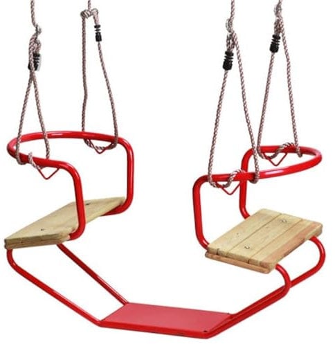 Loggyland Balançoire double pour 2 enfants (rouge)