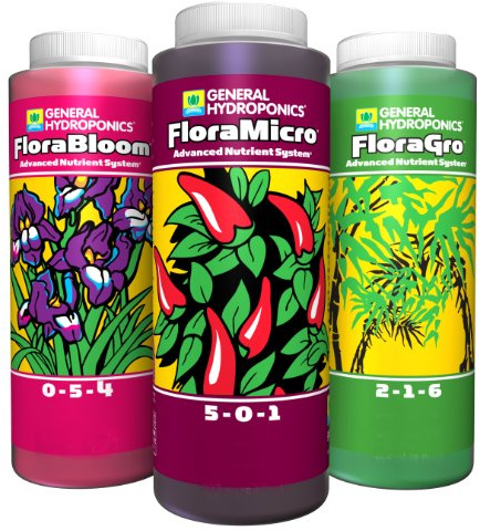 GH General Hydroponics Flora Series: FloraGro, FloraBloom, FloraMicro 16oz