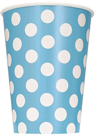 Unique Party - 37966 - Paquet de 6 Gobelets - Carton à Pois - 355 ml -Bleu Pastel