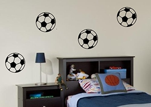 Pro Cut Graphics 4 x Fußball-Wandsticker für Schlafzimmer Wohnzimmer Jungenzimmer