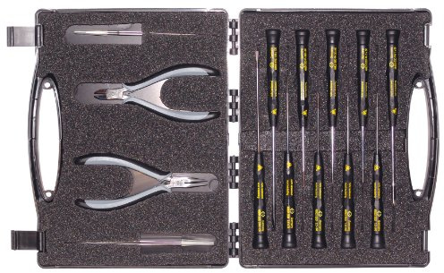 C.K T3707DX ESD Electronic Pliers and Screwdriver, Black/Silver/Grey, Set of 14 Piece