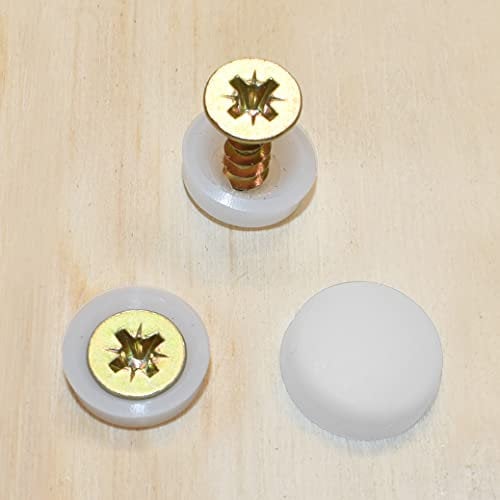 Snap-On Two Piece Dome Screw Cover Caps - Pack of 50 Large Gloss Caps & Bases : White