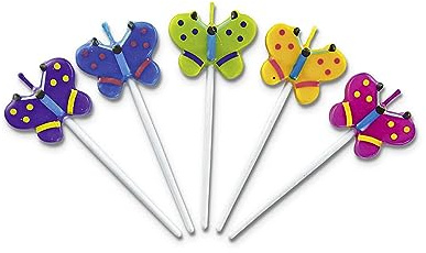 Städter Kerzen Schmetterlinge 3 x 7,5 cm Bunt Sticks Set, 5-teilig