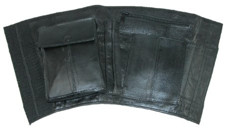 CTM Leather Travel Security Ankle Wallet, Black