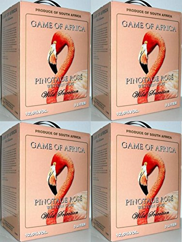 4 x GAME OF AFRICA PINOTAGE ROSÉ Bag in Box 3L SÜDARFIKA WEIN Incl. Goodie von Flensburger Handel