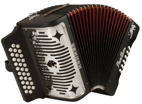Hohner Panther G/C/F 3-reihiges diatonisches Akkordeon, Schwarz